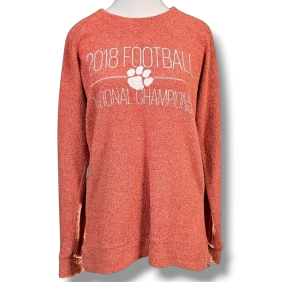 PRESSBOX | CLEMSON TIGERS TEXTURED KNIT TERRY CREW NECK PULLOVER SWEATER - Picture 2 of 16